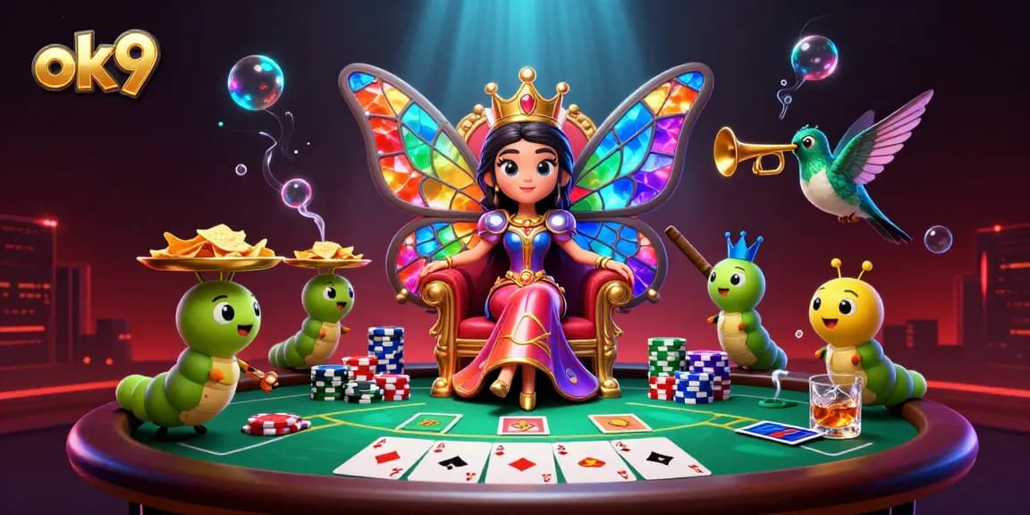 Engage in thrilling games at ok9, featuring vibrant characters and a lively casino setting.