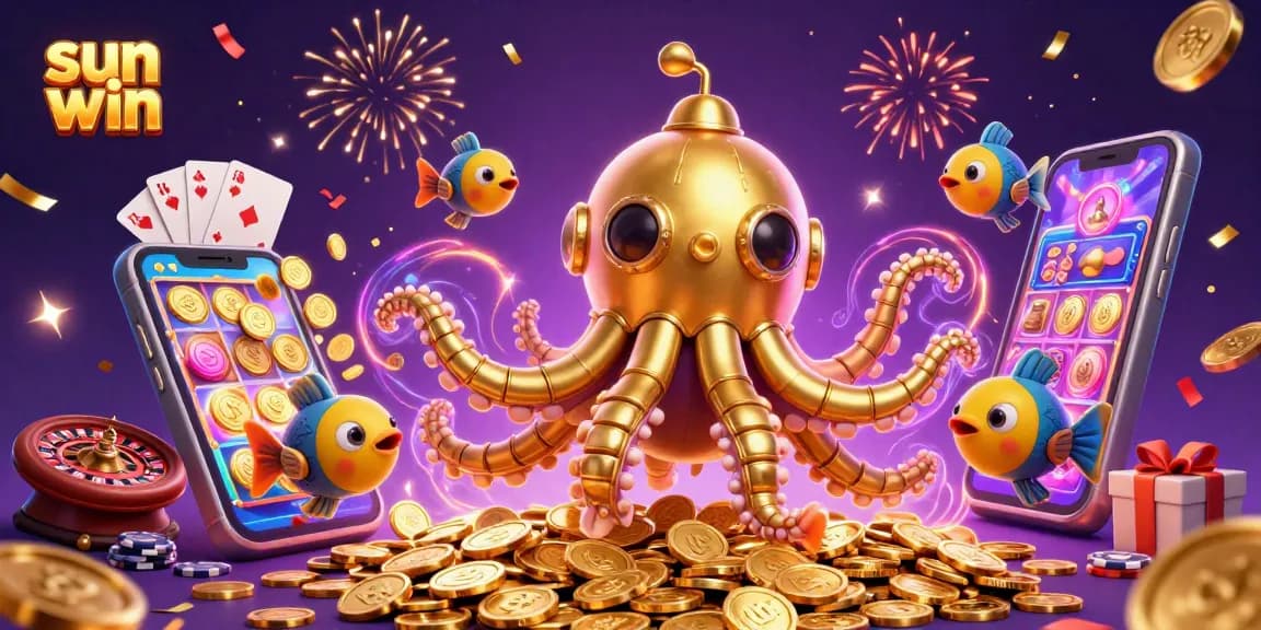 Experience exciting wins with sun win in a vibrant 3D casino scene filled with games and rewards