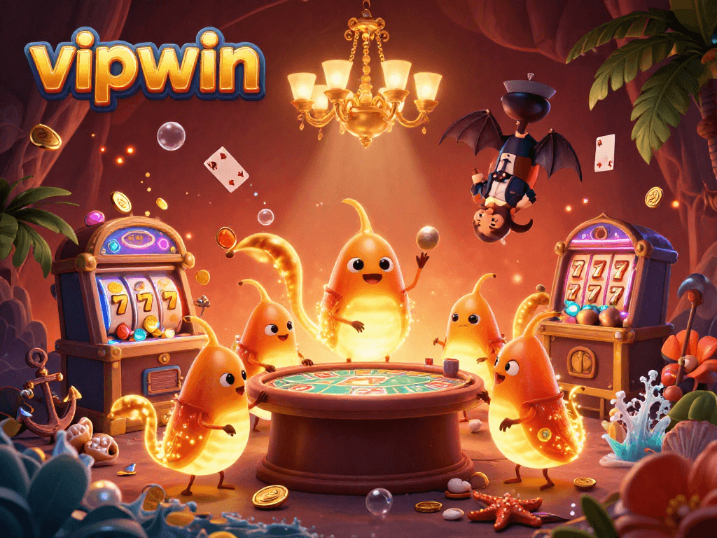 Experience thrilling gaming at vipwin's cave casino with glowworms, rich treasures, and vibrant elements.