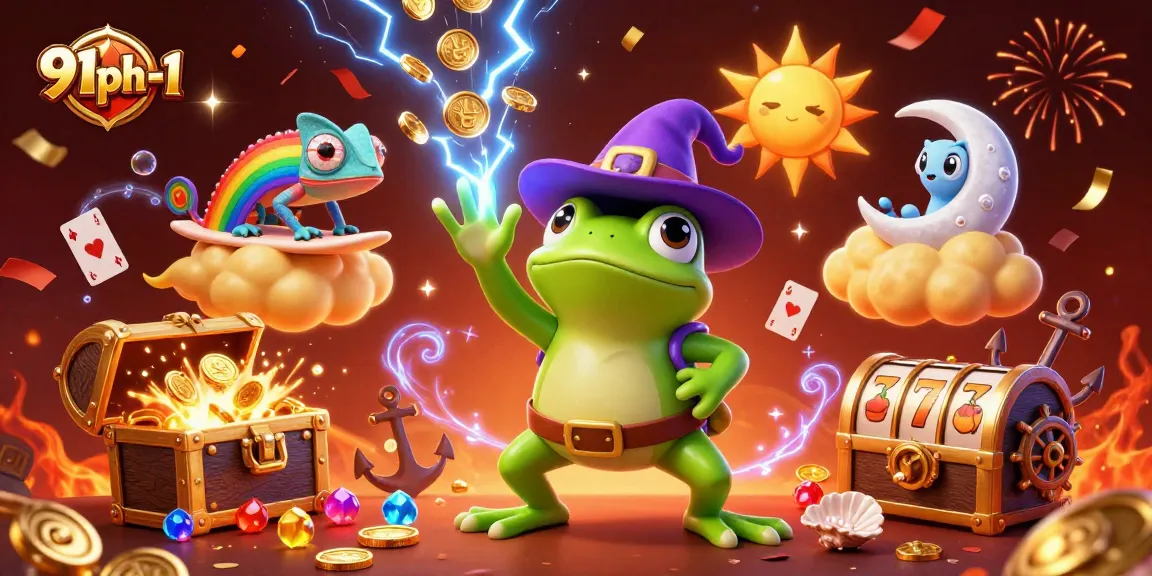 Experience the excitement of gaming at 91ph-1 with a thrilling 3D scene celebrating casino winnings.