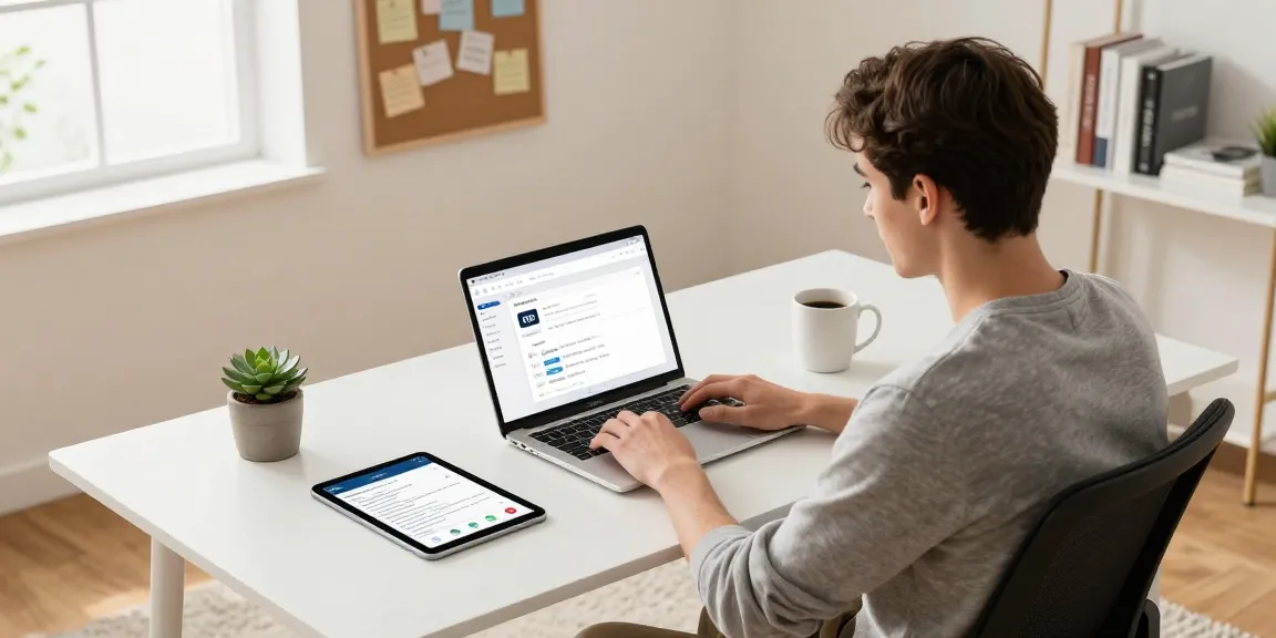 WPS Download in a modern home office workspace, professional downloading software on laptop with a productive atmosphere.