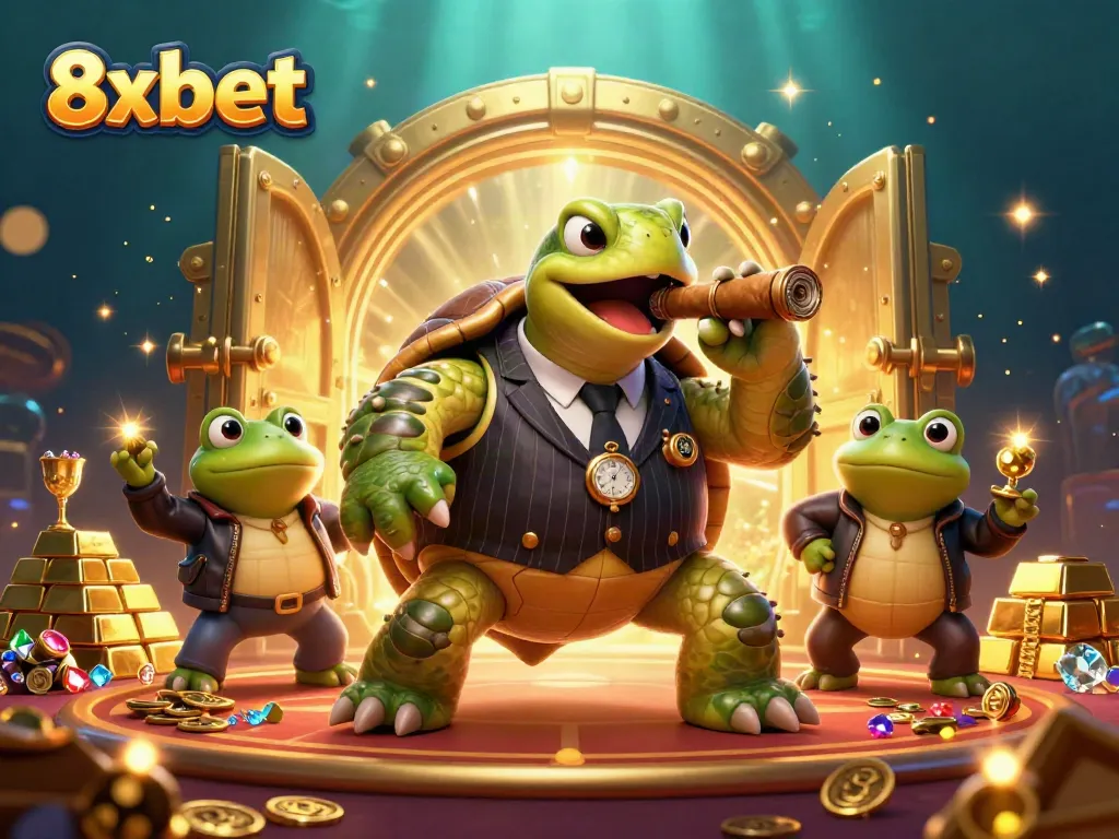 Experience the thrill of 8xbet through colorful characters and lavish casino elements.