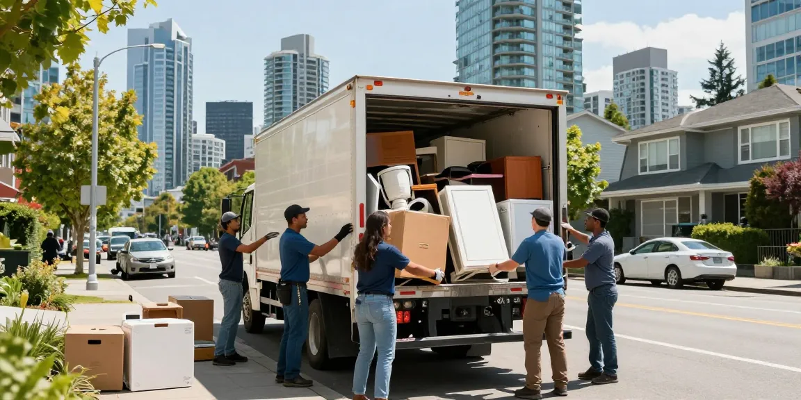 Junk Removal Vancouver team loading household items into truck, showcasing efficient service.