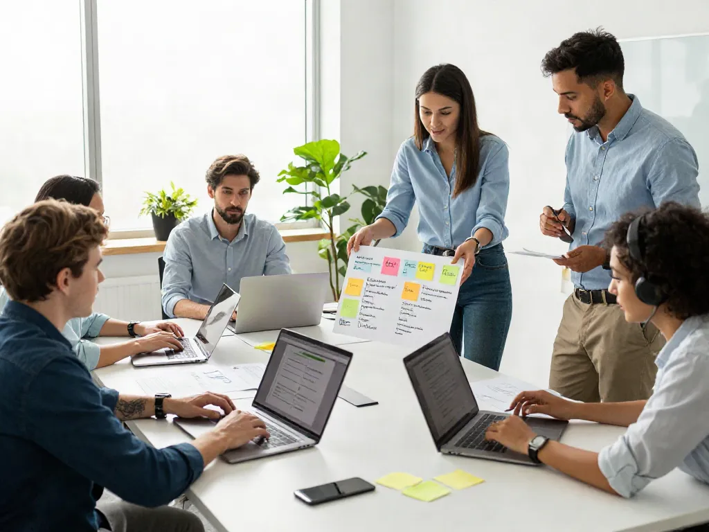 Boost reviews through teamwork and strategy in a modern office setting.