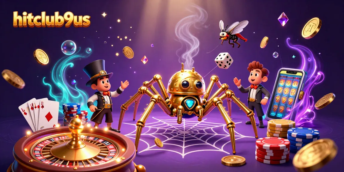 Experience thrilling gameplay at hitclub9us with a vibrant casino-themed digital illustration.