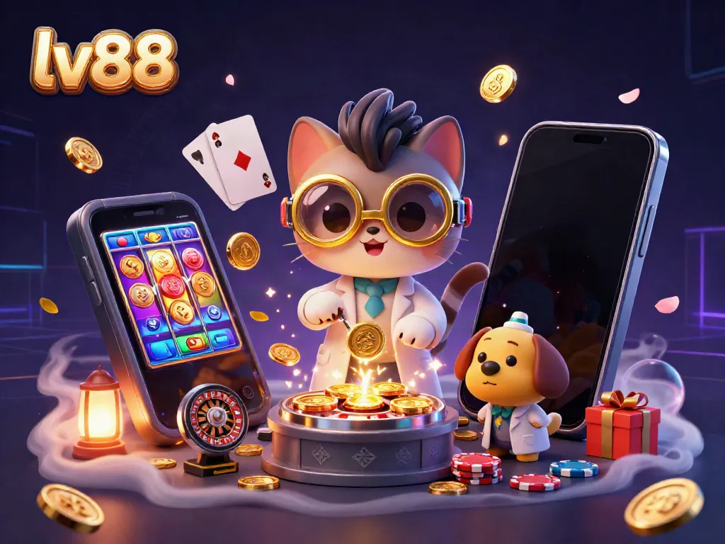 Watch lv88's engaging online gaming experience with a fun 3D illustration of a mad scientist cat and assistant.