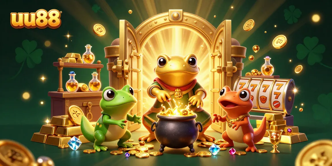 Win big at uu88 with exciting slots and alchemical gold elements in a magical casino scene.