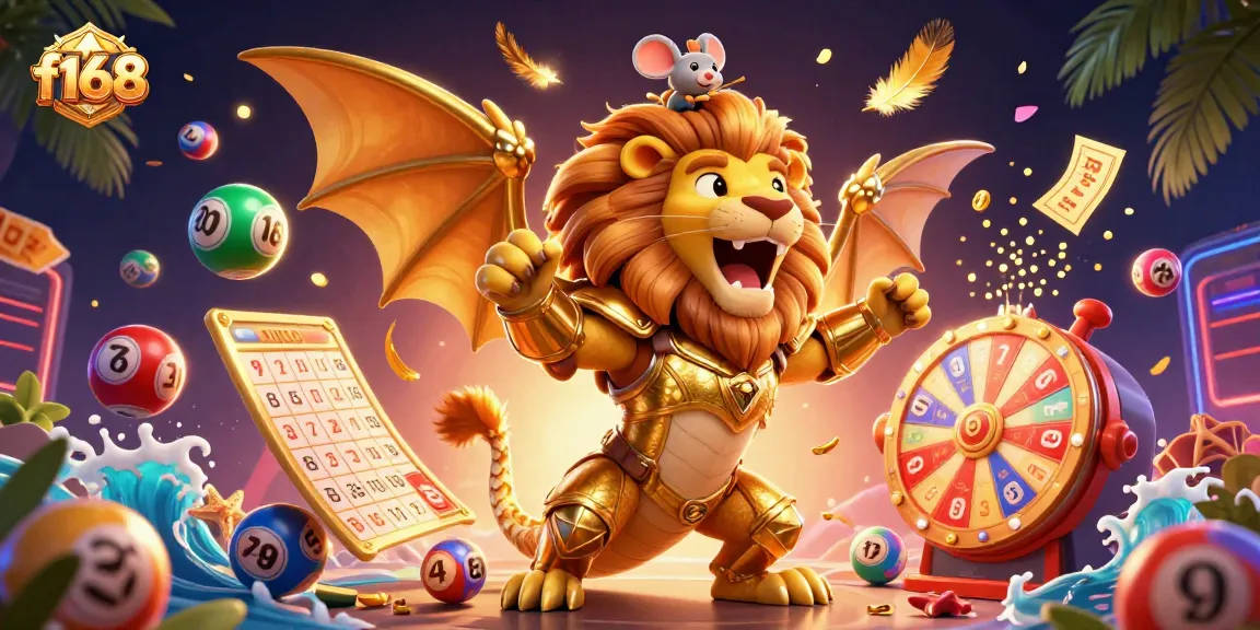 Experience the thrilling energy of gaming with f168’s vibrant casino visual featuring dynamic lottery elements.