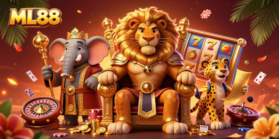 Engage in exciting gaming adventures with ML88 illustrated as a royal-themed casino scene.