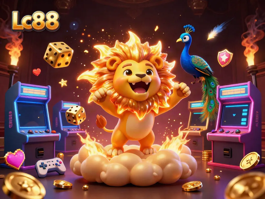 Players at Lc88 enjoy vibrant gaming with colorful characters and casino elements.