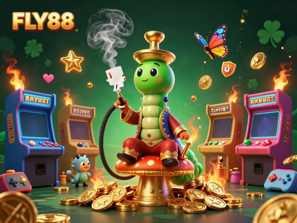 Engage in casino thrills with the colorful FLY88-themed illustration featuring vibrant gaming elements.