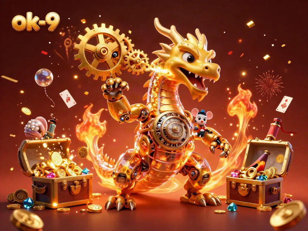 Experience thrilling gameplay at ok-9 with vibrant dragon themes and festive casino elements.