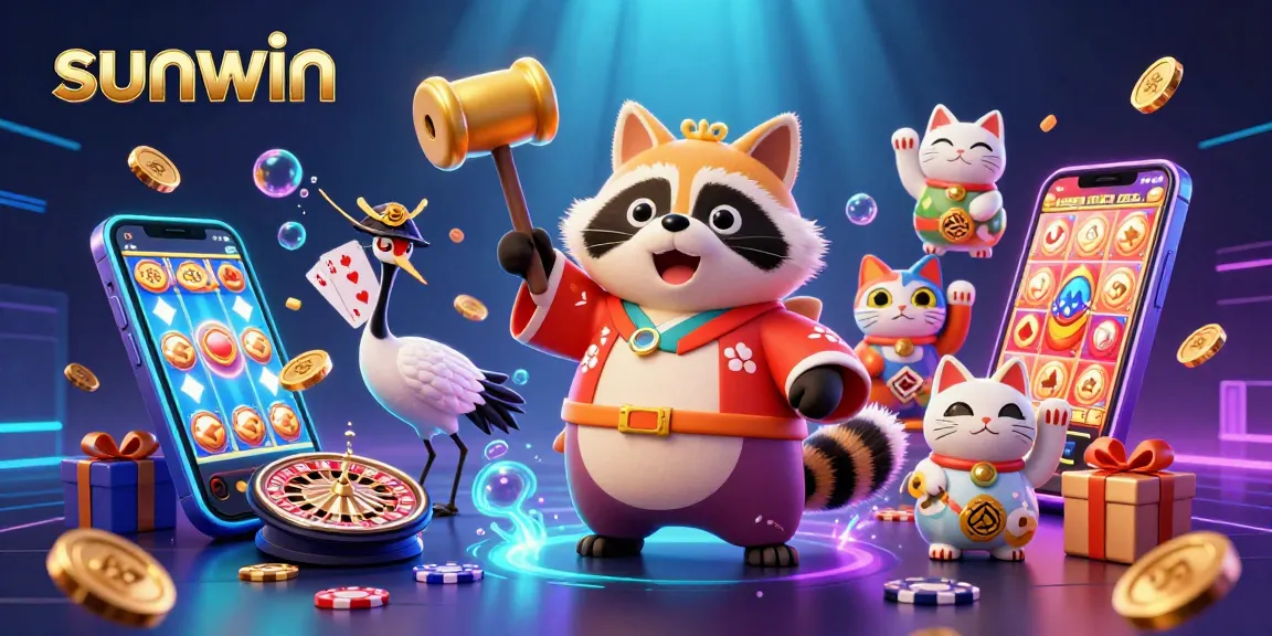 Engage with sunwin through a vibrant 3D festival of gaming featuring cheerful characters and dynamic casino elements.