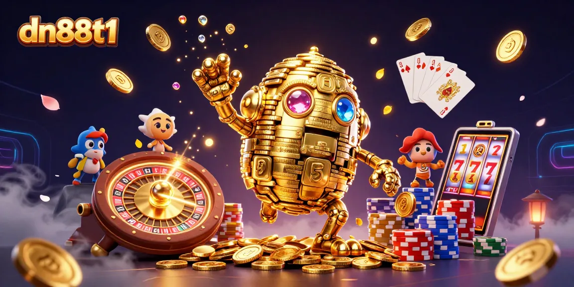 Experience the thrilling adventures at dn88t1 with cascading coins and a dynamic golden golem in action.