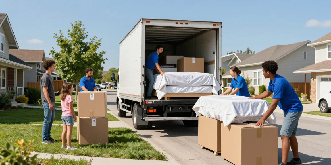 Moving services team loading boxes and furniture onto truck in Calgary for a stress-free relocation.