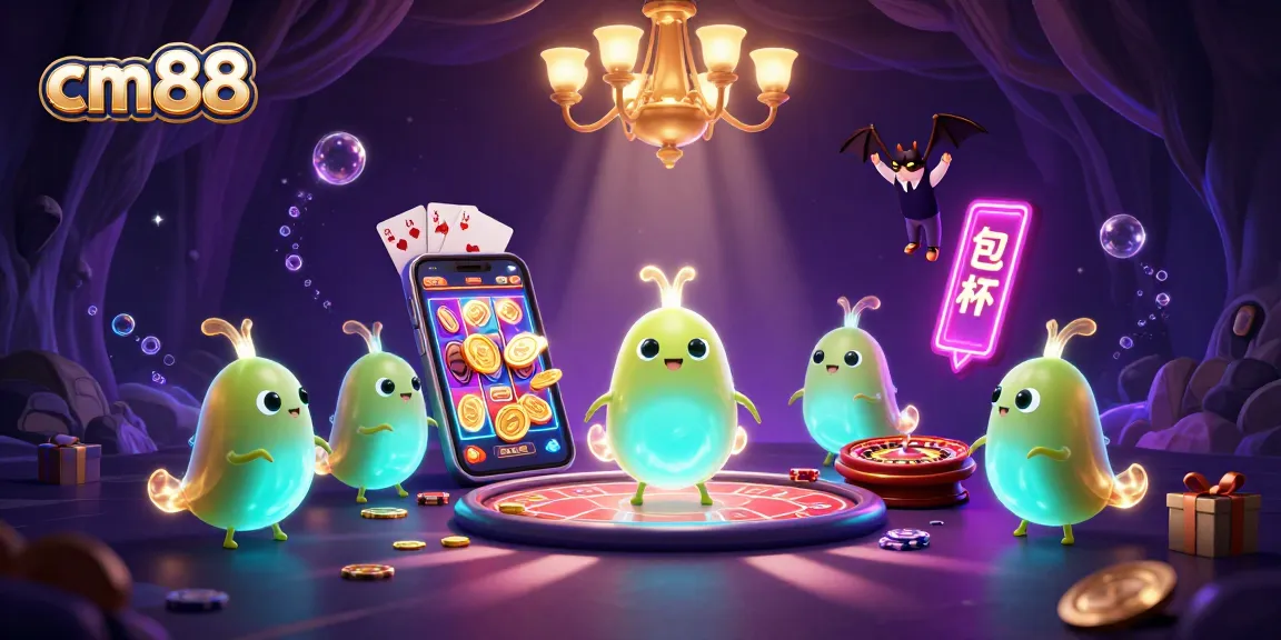 Experience the vibrant excitement of cm88 with glowworms lighting up an animated casino scene full of engaging games.