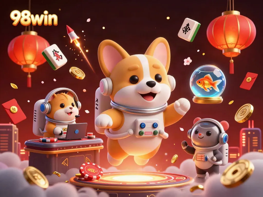 Experience big wins with 98win as the floating astronaut corgi navigates a space casino filled with stunning rewards