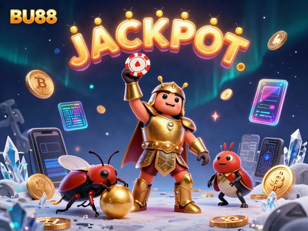 Experience BU88's thrilling jackpot moment with vibrant 3D characters and animated casino elements.