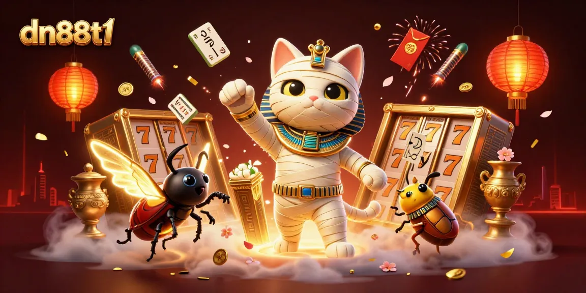 Experience thrilling gameplay at dn88t1 with an animated Egyptian theme featuring vibrant casino elements.
