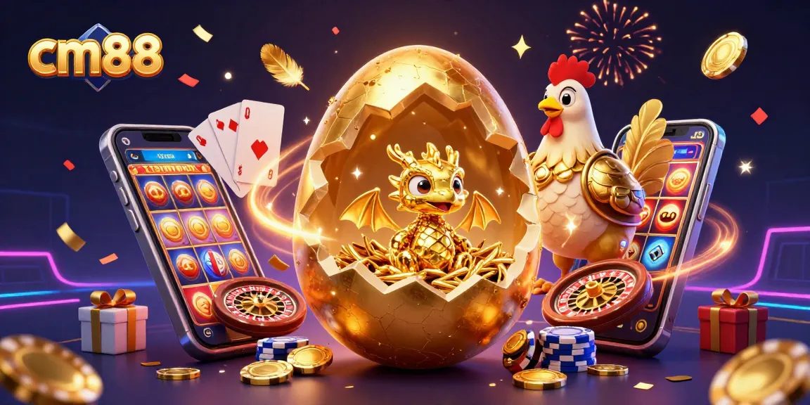 Experience cm88's vibrant gaming world with golden dragon and dynamic slot gaming elements.