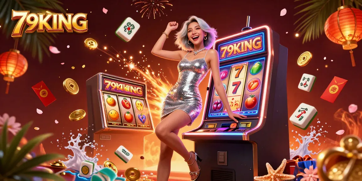 Experience the excitement of 79KING's jackpot with vibrant casino elements and neon lights.