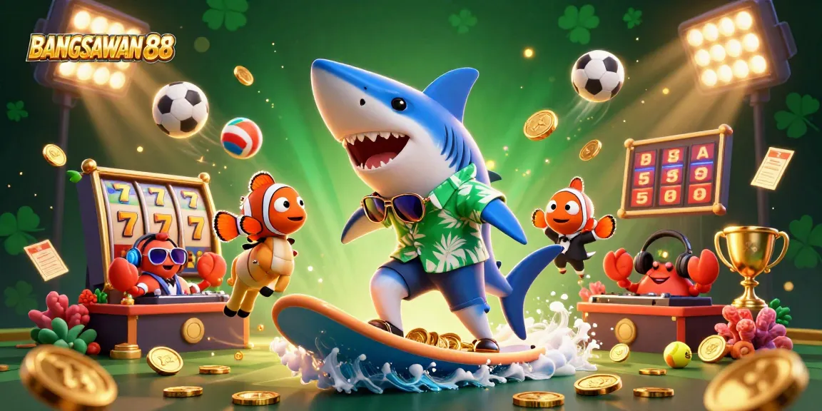 BANGSAWAN88 surfers join the excitement in a colorful casino scene filled with thrilling action!