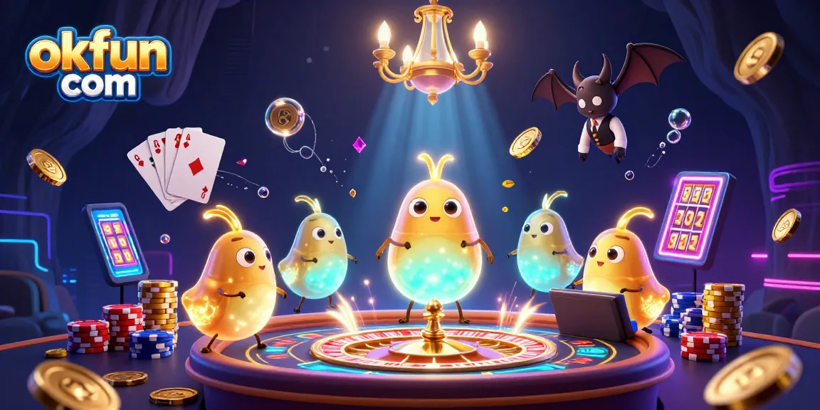 Spin the roulette with okfun com while glowworms illuminate the vibrant cave casino environment.