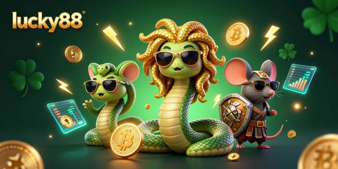 Experience the thrill of lucky88 with this vibrant casino illustration featuring Greek mythology characters and crypto elements.