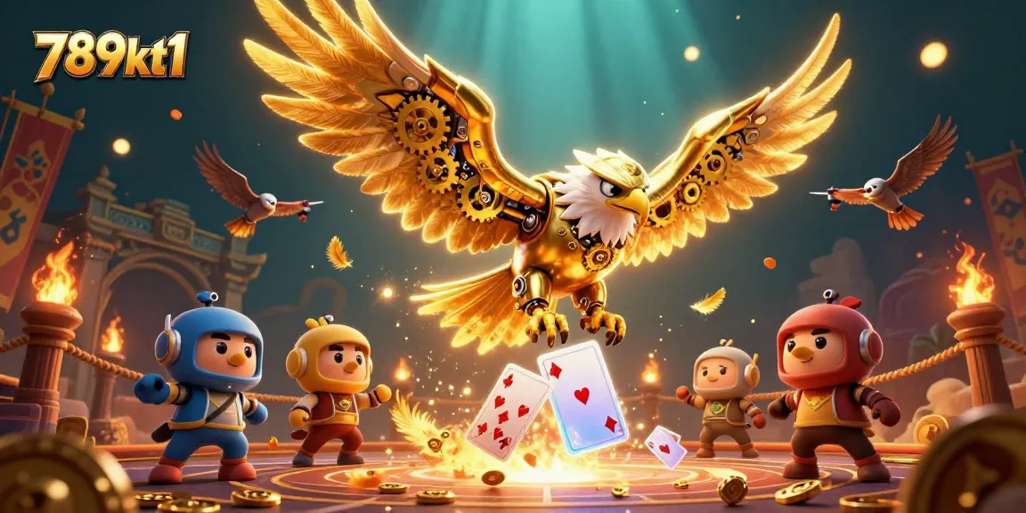 Engage in thrilling gameplay on 789kt1 with our 3D cybernetic eagle illustration showcasing casino excitement.