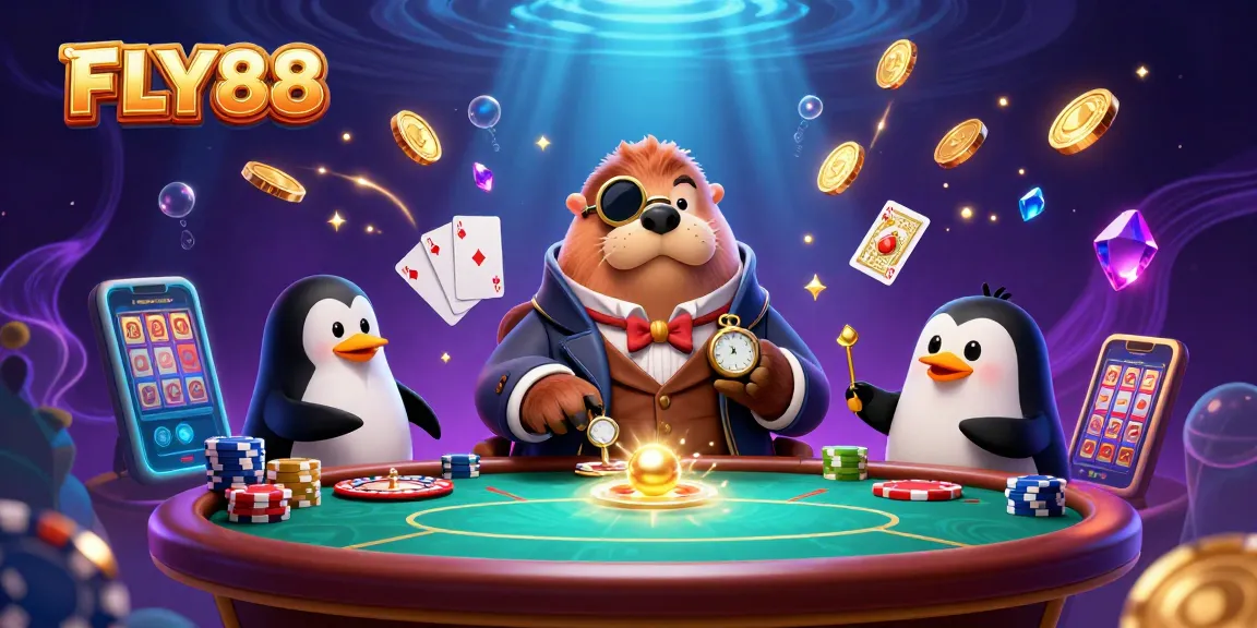 Experience thrilling gaming with FLY88's underwater casino scene featuring engaging characters.