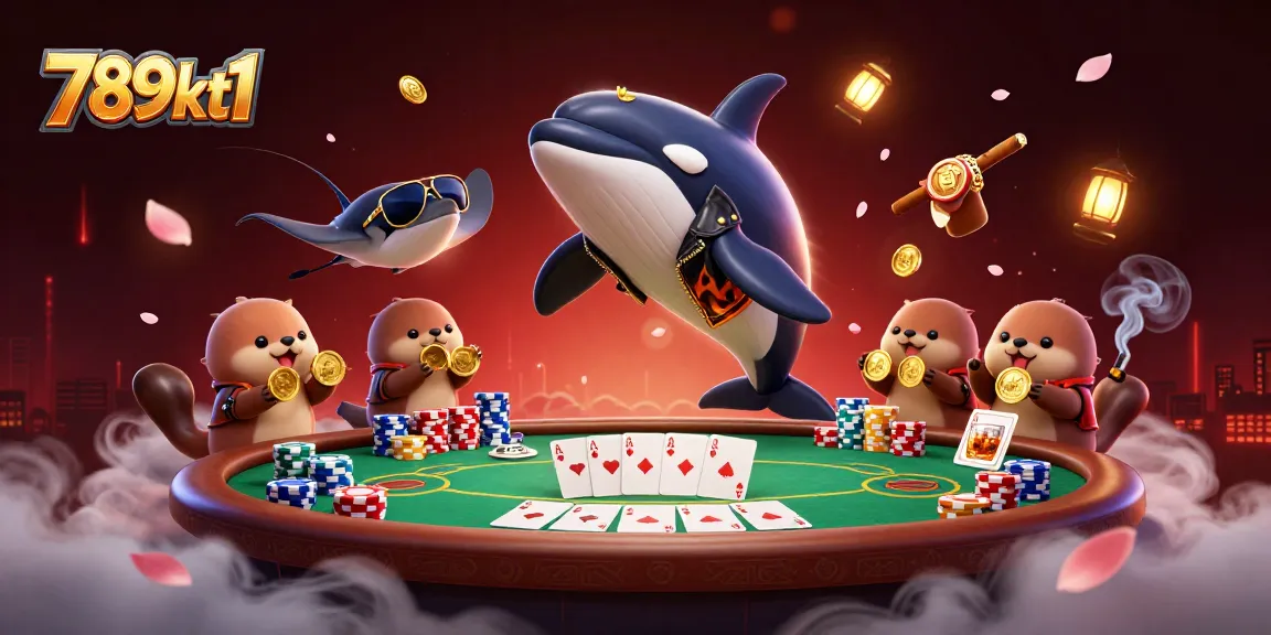 Experience excitement with 789kt1 as sea creatures play poker surrounded by vibrant casino elements.