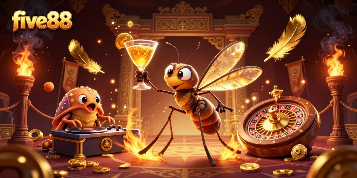 Experience the excitement of five88 with a unique casino scene featuring dynamic characters and elements.
