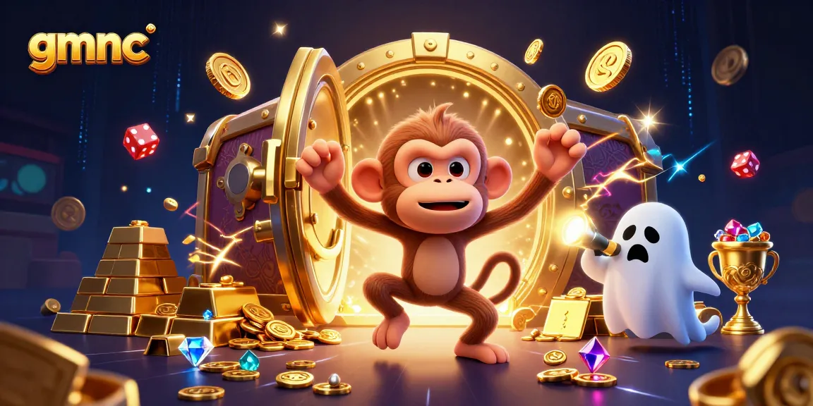 Experience gmnc as a playful gaming entity uncovering casino treasures amidst vibrant, captivating visuals.