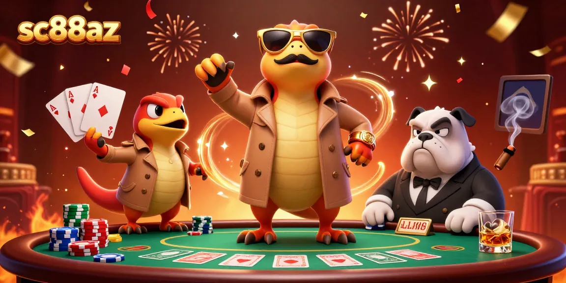 Engage with the exciting sc88az casino experience as raptors humorously attempt VIP entry amidst vibrant celebration elements.