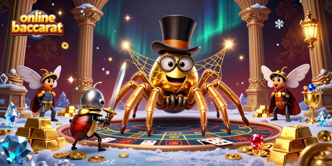 Engage with online baccarat action featuring a golden tarantula and knight amidst rich casino elements.